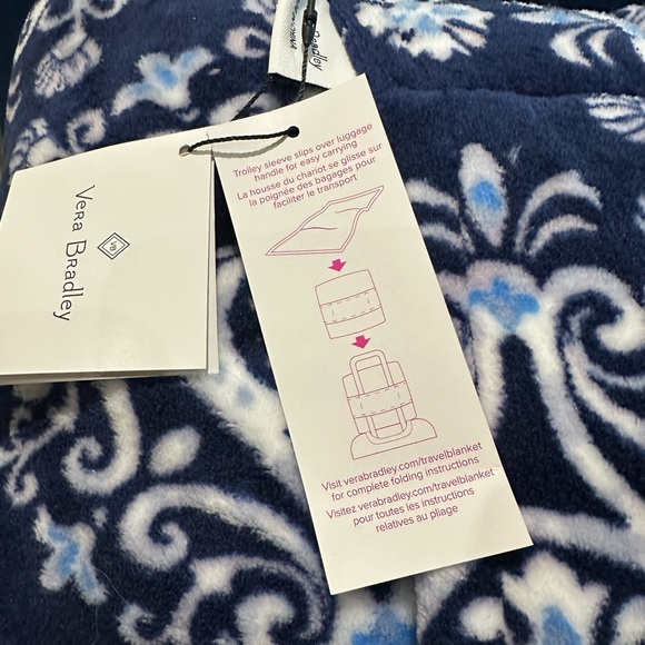 Vera Bradley Plush Fleece Travel Blanket - Navy Floral - Picture 3 of 3
